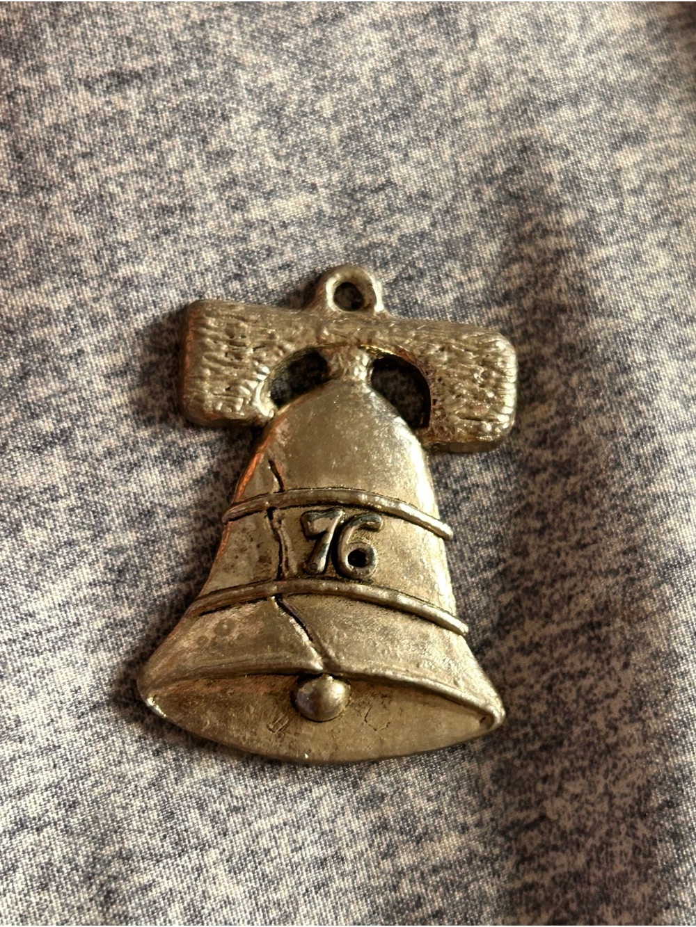 Vintage 80’s  GoldTone Liberty Bell Pendant PA '76 “God Bless America “